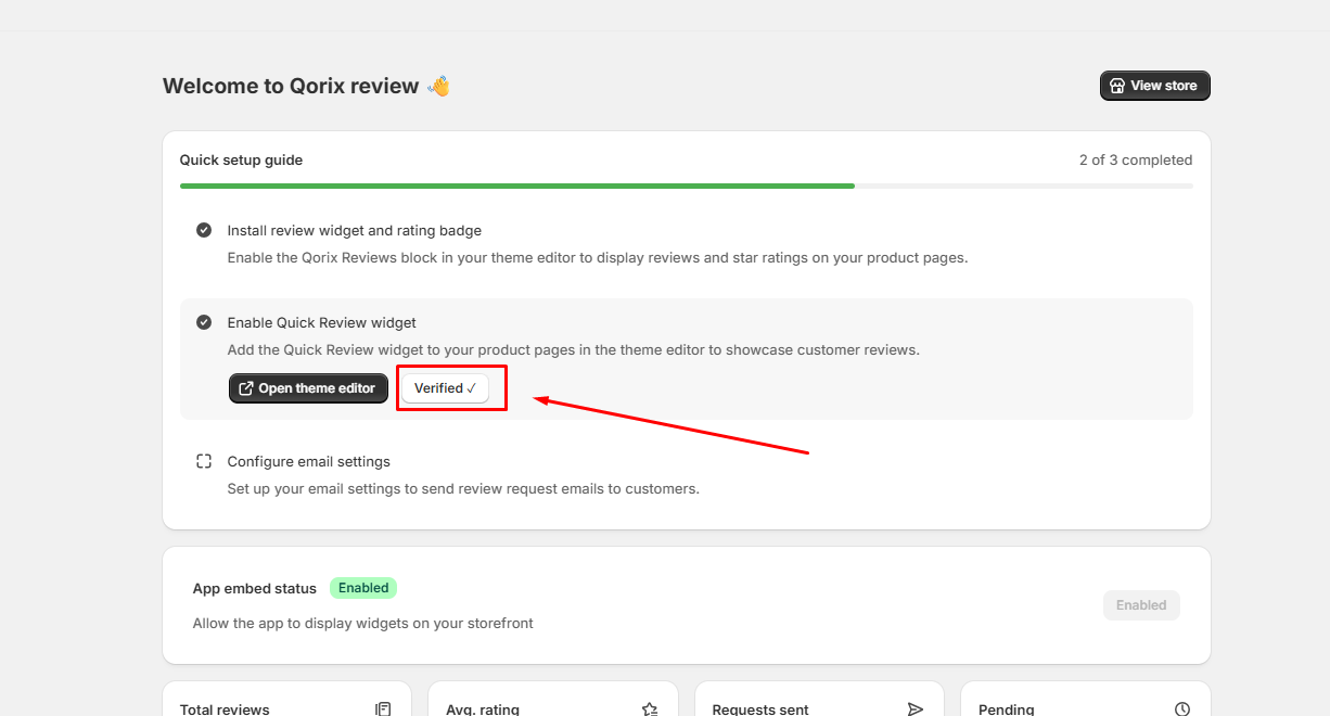 Enable Quick Review Widget - Verify Setup