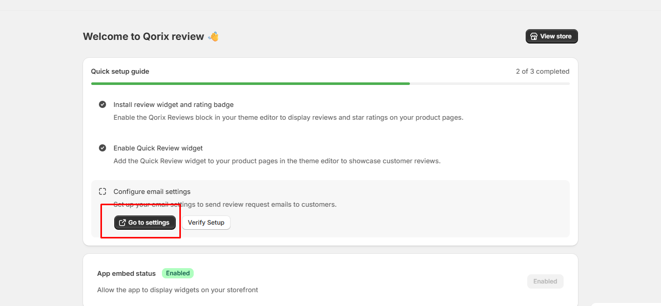Configure Email Settings - Go to Settings